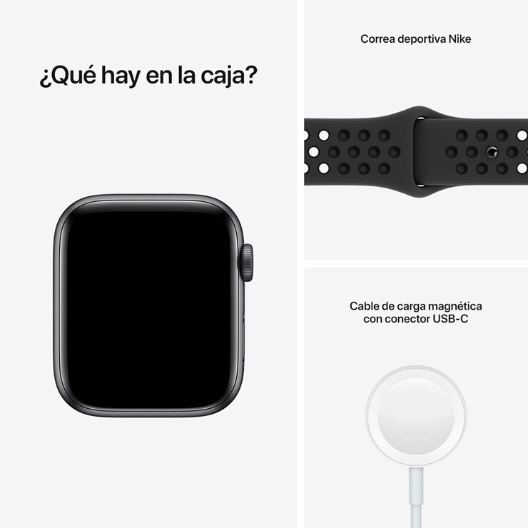 Apple Watch Nike SE (GPS) Caja de Aluminio gris espacial 44 mm con correa Nike Sport antracita negra  — Imagen 2 de 4