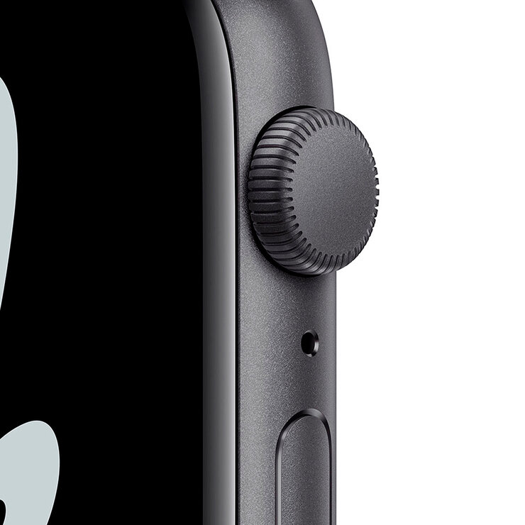 Apple Watch Nike SE (GPS) Caja de Aluminio gris espacial 44 mm con correa Nike Sport antracita negra  — Imagen 4 de 4