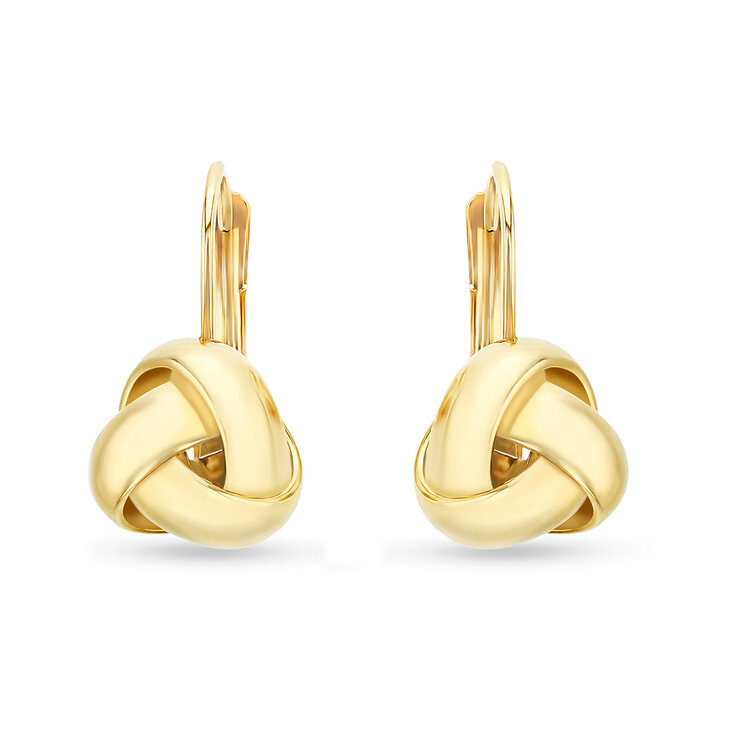 Aretes, Nudo de Amor, Oro Amarillo 14K — Imagen 2 de 4