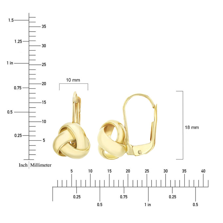 Aretes, Nudo de Amor, Oro Amarillo 14K — Imagen 3 de 4