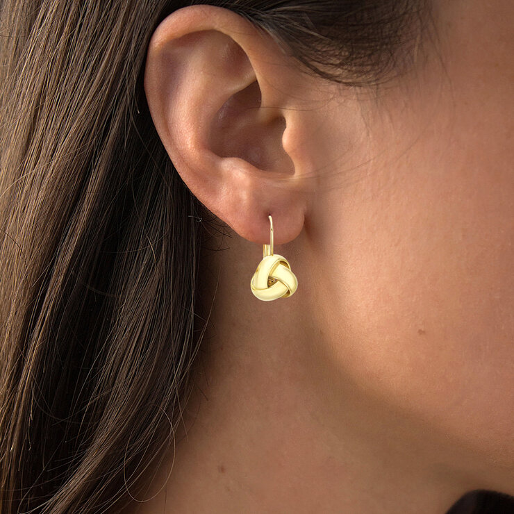Aretes, Nudo de Amor, Oro Amarillo 14K — Imagen 4 de 4