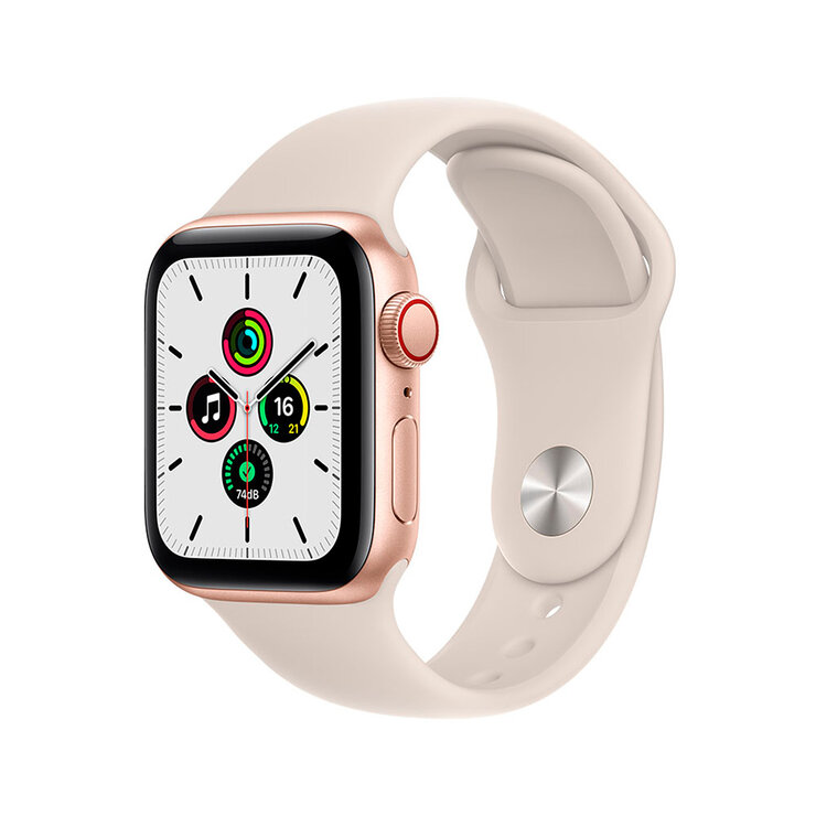Apple Watch SE (GPS + Celular) Caja de Aluminio Oro 40mm con correa deportiva blanco estrella — Imagen 1 de 4