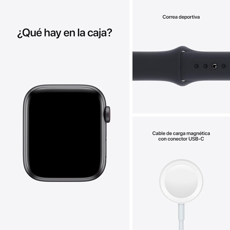 Apple Watch SE (GPS + Celular) Caja de Aluminio gris espacial 44 mm con correa deportiva en color medianoche  — Imagen 2 de 4
