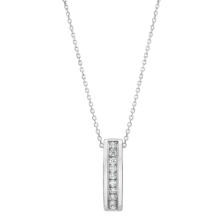0.20ctw, Collar de diamantes, Corte Redondo, Oro Blanco de 14kt