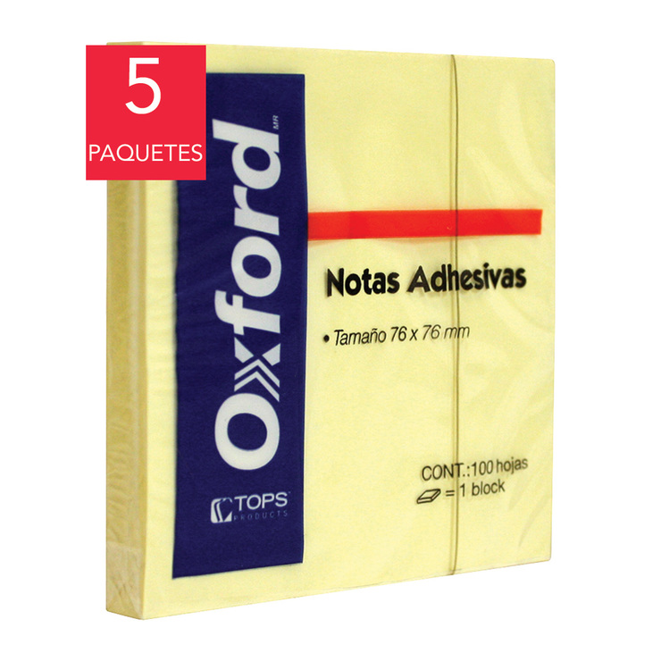 Oxford notas adhesivas 7.6 x 7.6cm amarilllas — Imagen 1 de 3