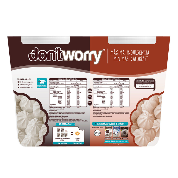 Don't Worry Merengues Sabor Cajeta y Cookies and Cream 2 pzas — Imagen 2 de 2