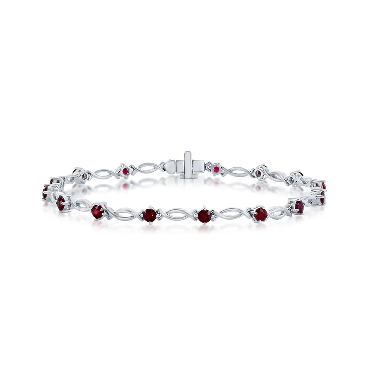 Pulsera de Rubí, Oro Blanco de 14K — Imagen 1 de 2