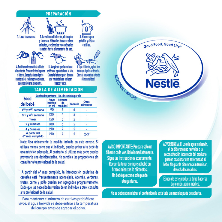 Nestle NAN Optipro 1, fórmula para bebé (2 latas de 1.2 kg c/u) — Imagen 4 de 4