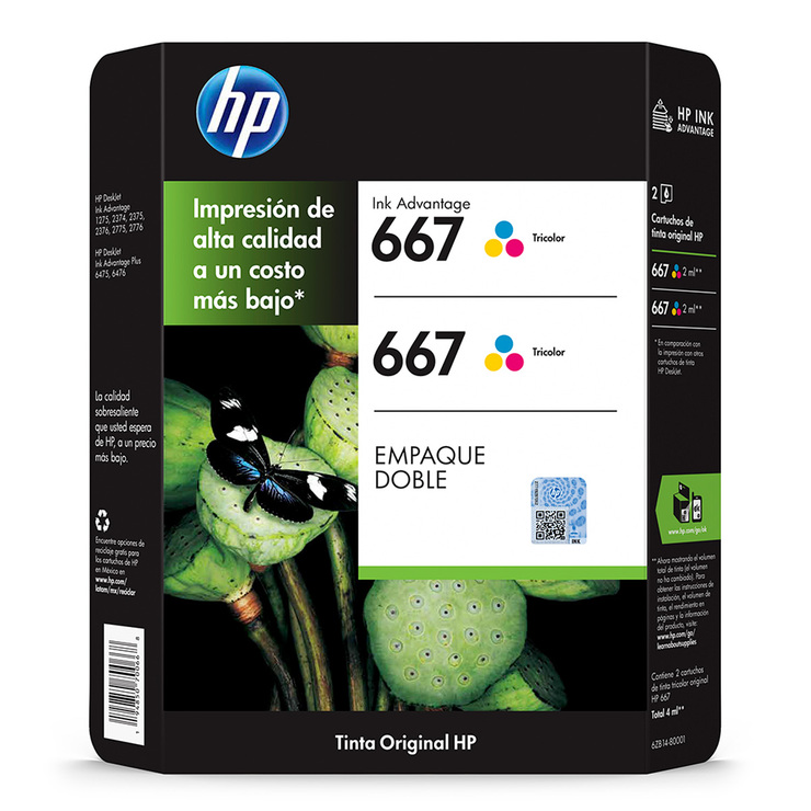 HP667 Cartucho de Tinta Tricolor  — Imagen 1 de 3