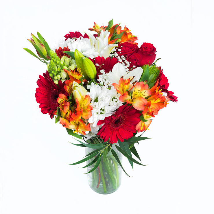 Chiltepec, Bouquet Mixto en Tonos Rojos y Blancos — Imagen 2 de 3