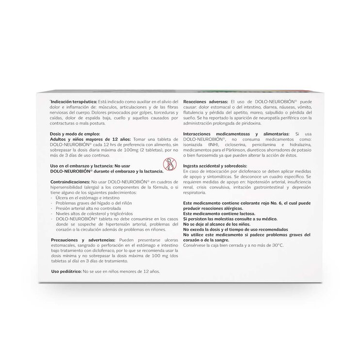 Dolo Neurobión 50mg 2 pzas de 20 Tabletas — Imagen 3 de 4