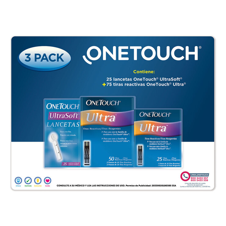 One Touch Ultra 75 Tiras Reactivas y 25 Lancetas