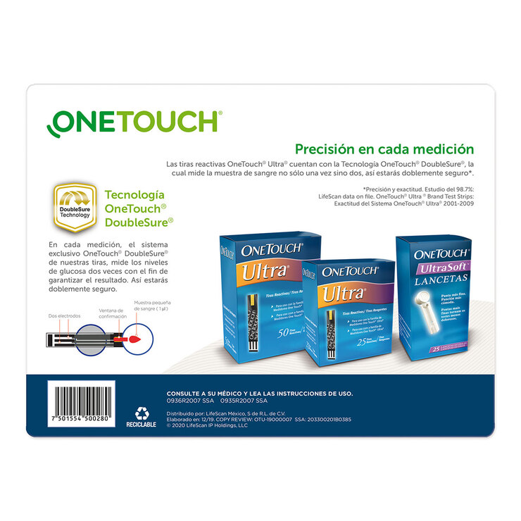 One Touch Ultra 75 Tiras Reactivas y 25 Lancetas — Imagen 2 de 3