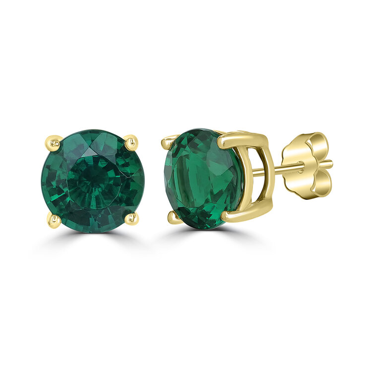 Aretes de Esmeralda Creada, Oro de 14K — Imagen 1 de 4