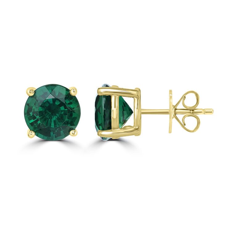 Aretes de Esmeralda Creada, Oro de 14K — Imagen 4 de 4