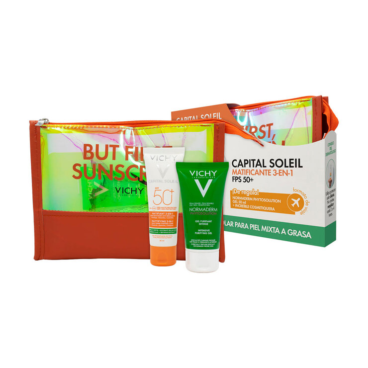 Kit Protección Solar Capital Soleil Matificante 3 en 1 FPS 50+ y Normaderm Gel Purificante 50 ml  — Imagen 2 de 3
