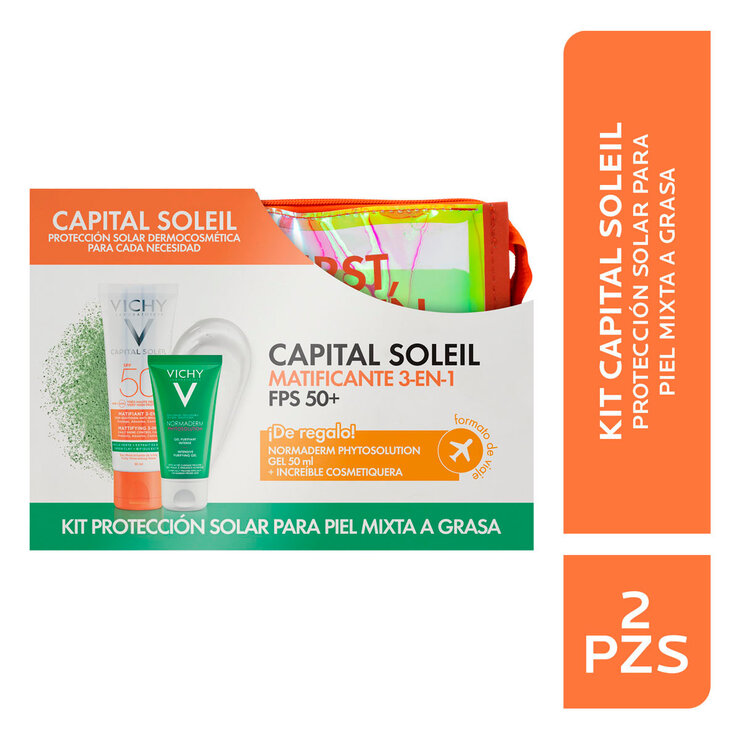 Kit Protección Solar Capital Soleil Matificante 3 en 1 FPS 50+ y Normaderm Gel Purificante 50 ml  — Imagen 3 de 3