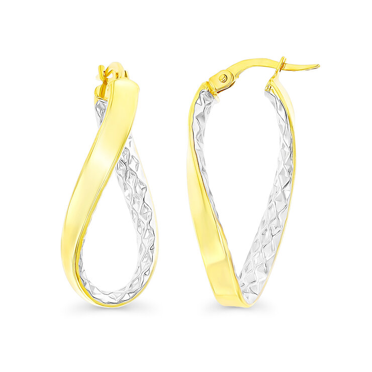 Aretes, Colgantes, Dos Tonos de Oro de 14K — Imagen 1 de 4
