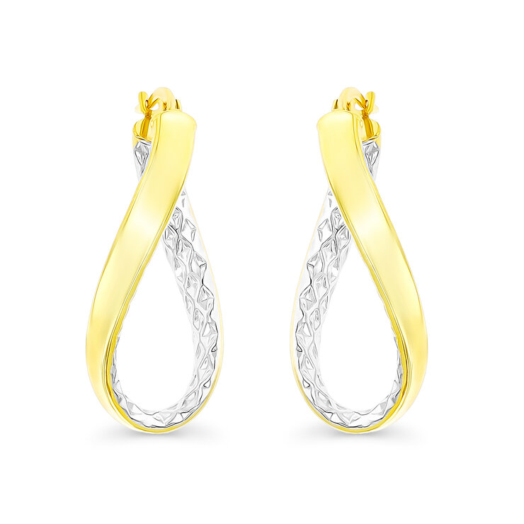 Aretes, Colgantes, Dos Tonos de Oro de 14K — Imagen 2 de 4