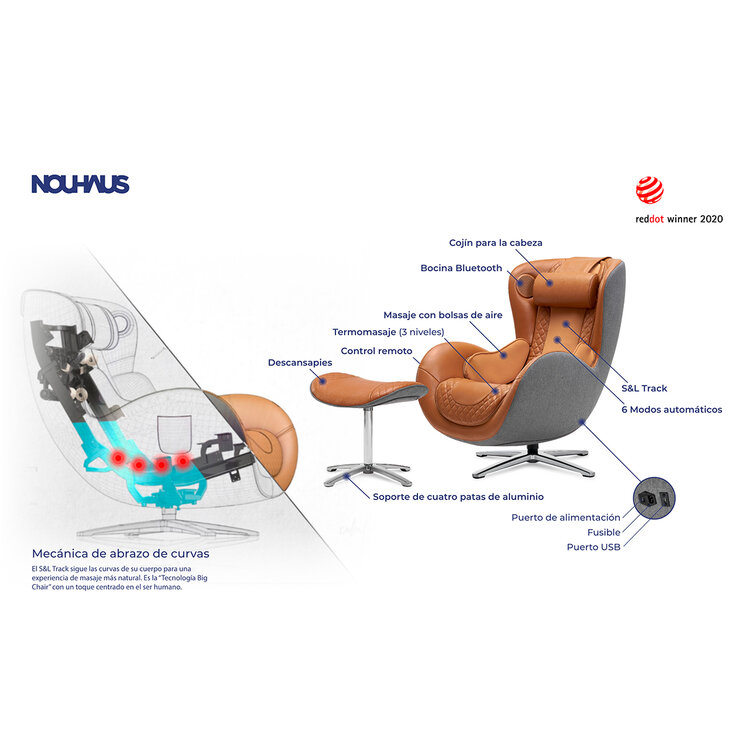 Nouhaus Classic Sillón de Masaje Caramelo — Imagen 2 de 4