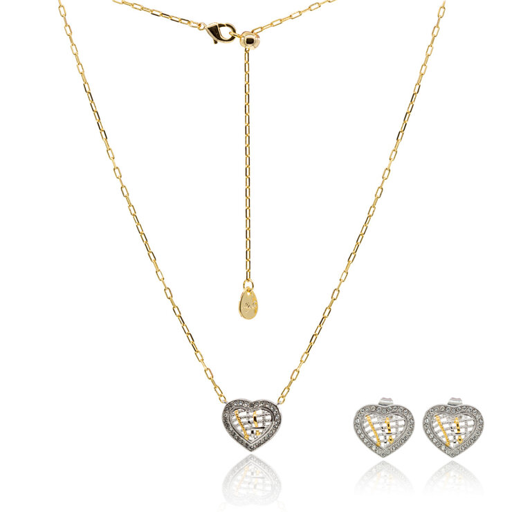 Mayfer,  Juego de Collar y Aretes con Dije de Corazón, Colección Santorini, Cristal Austríaco — Imagen 1 de 4