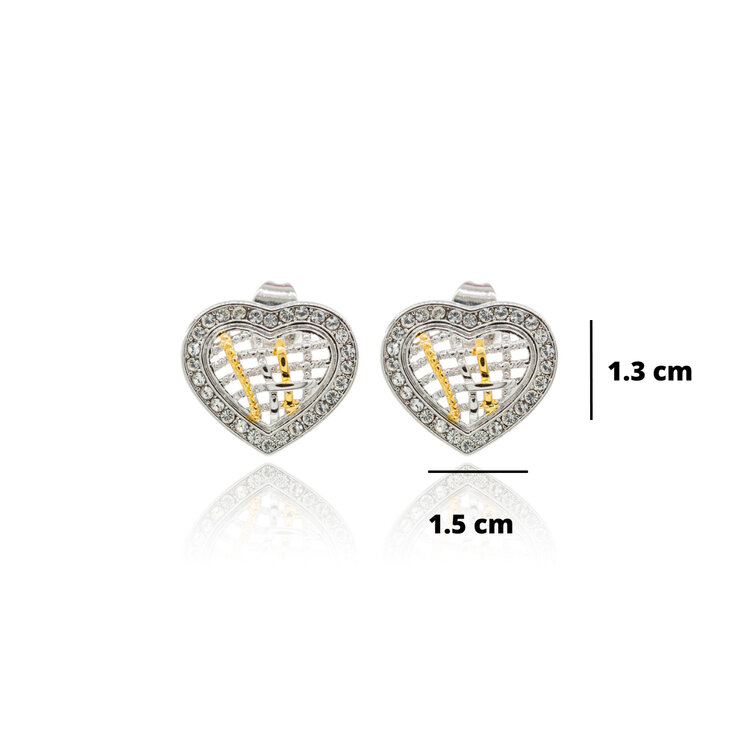 Mayfer,  Juego de Collar y Aretes con Dije de Corazón, Colección Santorini, Cristal Austríaco — Imagen 3 de 4