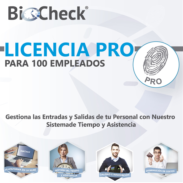 BioCheck licencia pro ilimitada 100 empleados