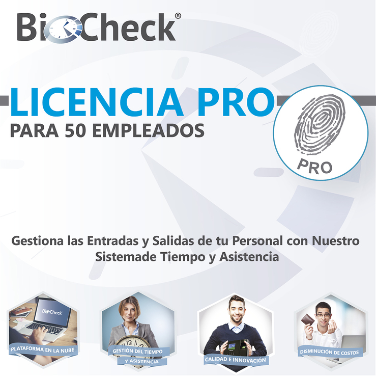 BioCheck licencia pro ilimitada 50 empleados
