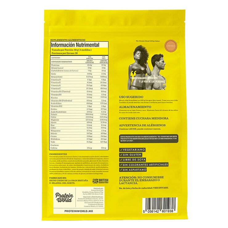 Bebida a Base de Proteína Sabor Caramelo, Protein World Slender 1.2 kg — Imagen 2 de 2