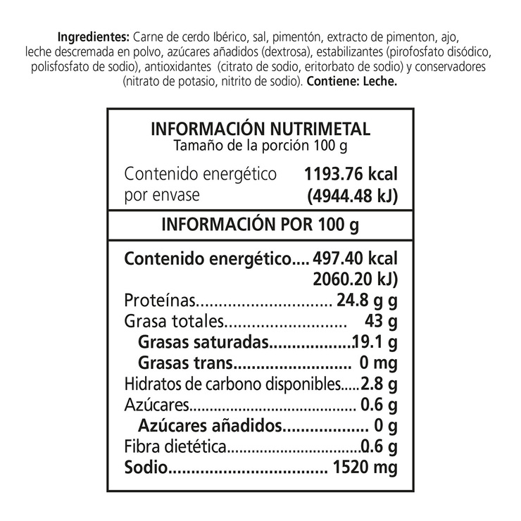 959 Chorizo de Lomo de Bellota 100% Ibérico 950 g — Imagen 2 de 2
