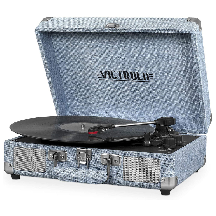 Victrola Tornamesa Vintage BlueTooth en Portafolio Azul  — Imagen 1 de 4