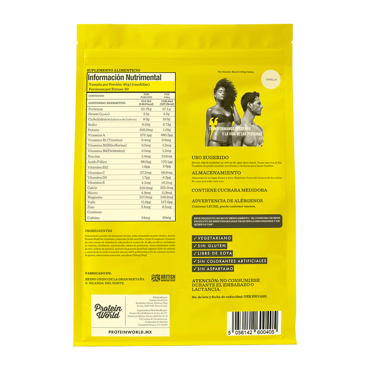 Bebida a Base de Proteína Sabor Vainilla, Protein World Slender 1.2 kg — Imagen 2 de 3