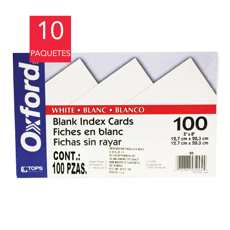 Oxford tarjetas índice blancas 12.7 x 20.3cm — Imagen 1 de 2