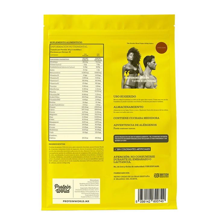 Proteína Vegana en Polvo Sabor Chocolate, Protein World, 1.2 kg — Imagen 3 de 3
