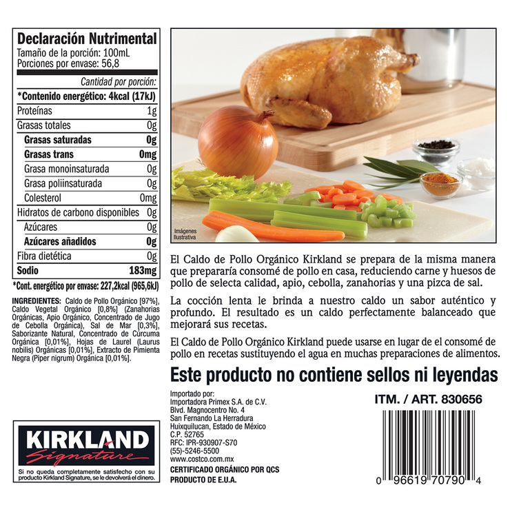 Kirkland Signature Caldo de Pollo Orgánico 6 pzas de 946 ml — Imagen 2 de 3