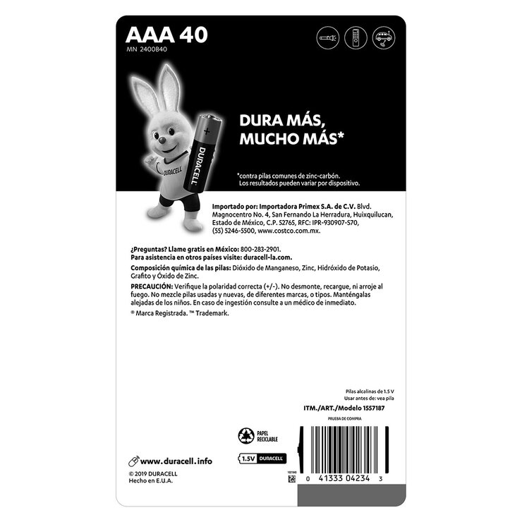 Duracell, Pilas Alcalinas AAA de 40 piezas — Imagen 2 de 2