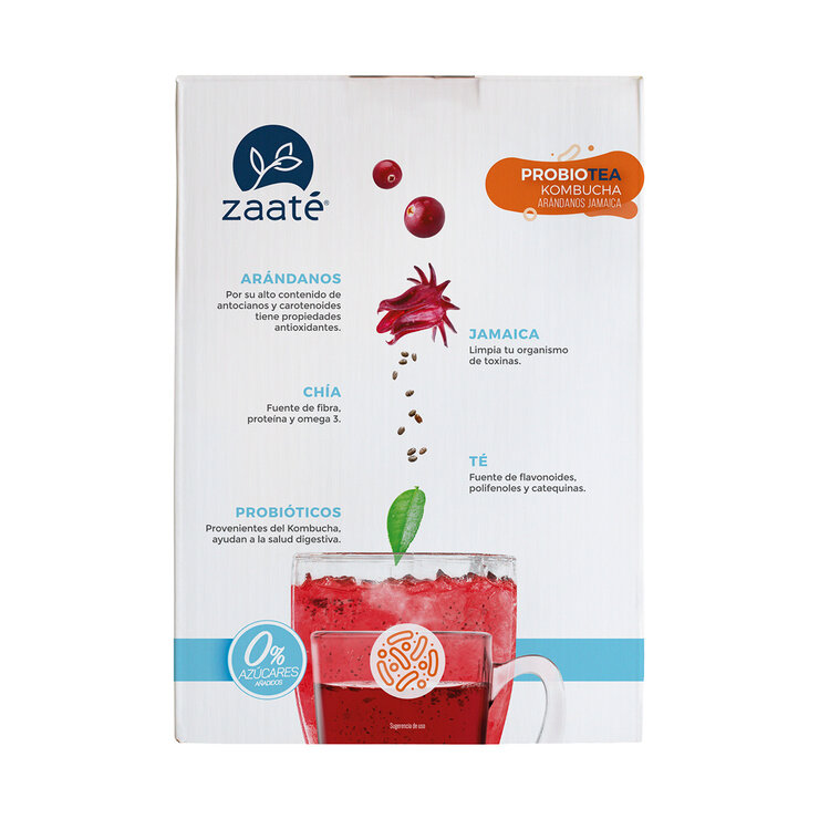 Zaaté Kombucha Té Rojo sin Azúcar Jamaica Arándano 700 g — Imagen 4 de 4