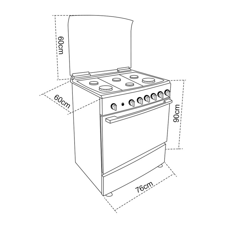 Estufa de piso 30" con 6 quemadores Teka — Imagen 4 de 4