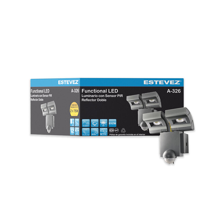 Estevez, Lámpara de Seguridad con 2 Reflectores LED y Sensor — Imagen 3 de 4