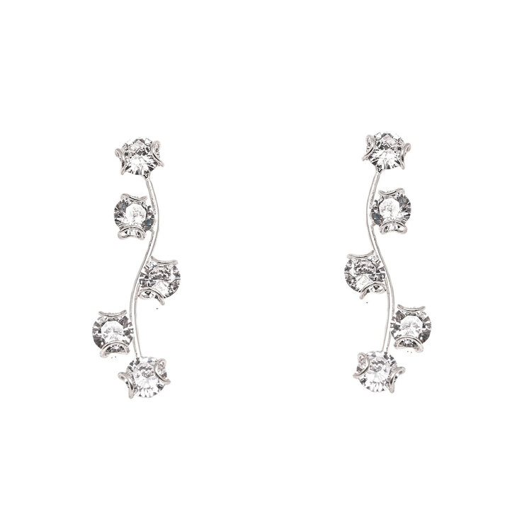 Juego de  Plata .925 con Cadena  con Dije en Fomar De Raíz y Aretes con Figura de Ramas con Cristal Blanco — Imagen 3 de 4
