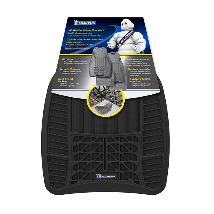Michelin Tapetes de Hule Negro para Automóvil 4 Piezas — Imagen 1 de 3