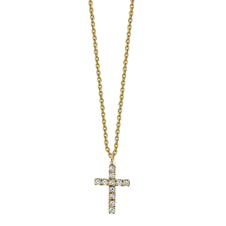 0.10ctw, Collar con Cruz de Diamantes, Oro Amarillo de 14kt — Imagen 1 de 2