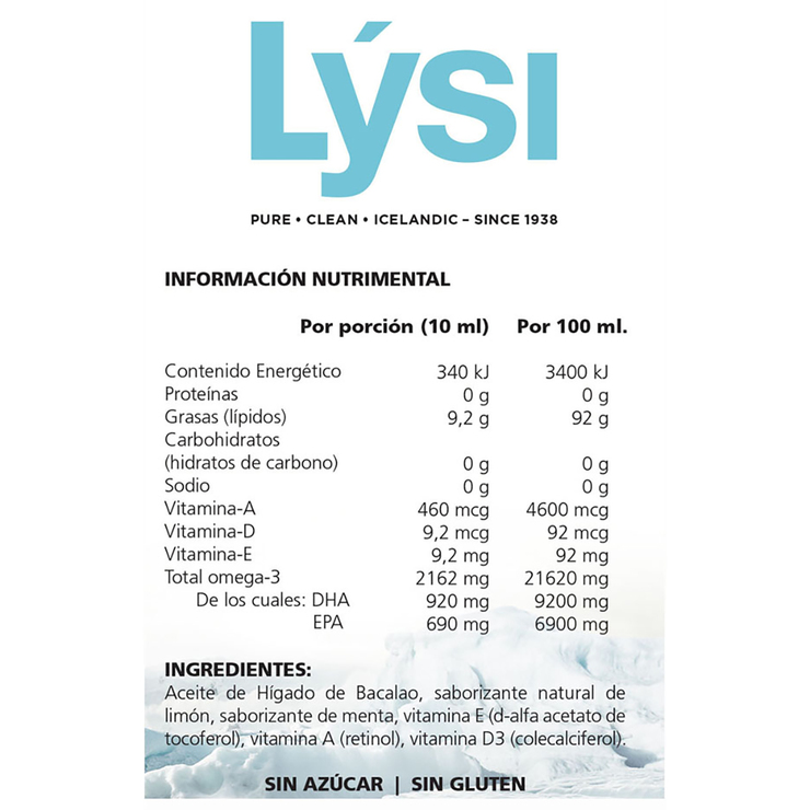 LYSI Aceite de Higado de Bacalao Limón-Menta — Imagen 2 de 3