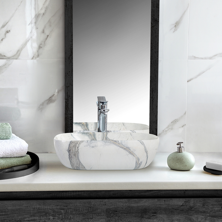 Moorefield, Lavabo de Baño de Cerámica Jaspeada Andrés — Imagen 1 de 4