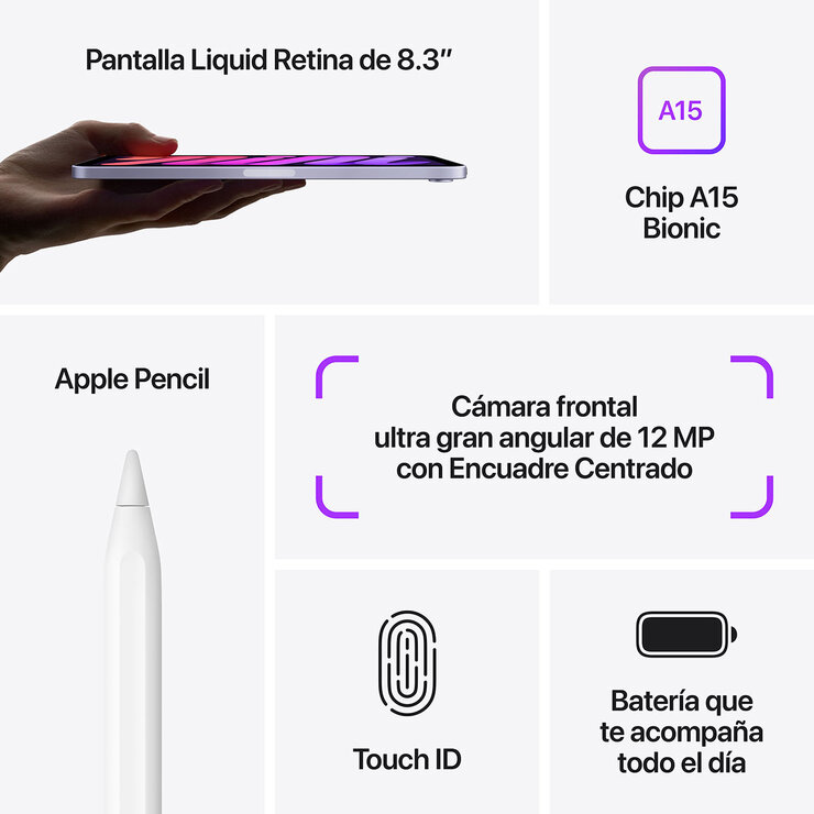Apple iPad Mini 8.3" Wi-Fi 64GB Morado — Imagen 3 de 4