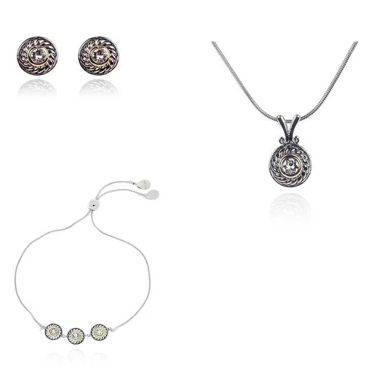 Mayfer, Juego de Aretes, Collar y Pulsera, Colección Santorini, con Cristal Austríaco — Imagen 1 de 4