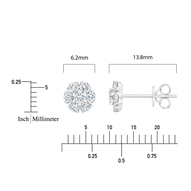 Aretes, 0.50cttw Diamantes, Oro Blanco de 14K — Imagen 2 de 4