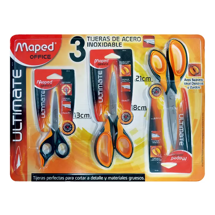 Maped Tijeras de Acero Inoxidable 3 Piezas — Imagen 1 de 3