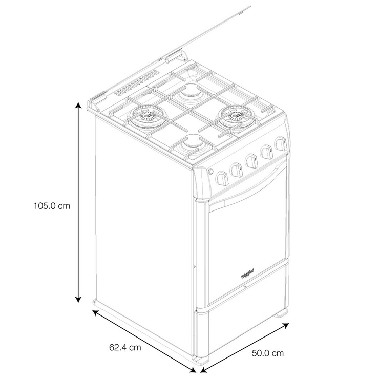 Estufa de gas 4 quemadores 20" Whirlpool — Imagen 4 de 4