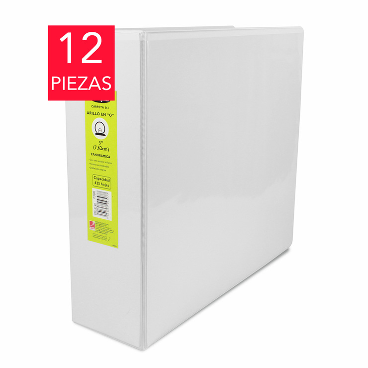 Wilson Jones Carpeta de 3 Pulgadas con 3 Arillos en O Color Blanco 12 Piezas